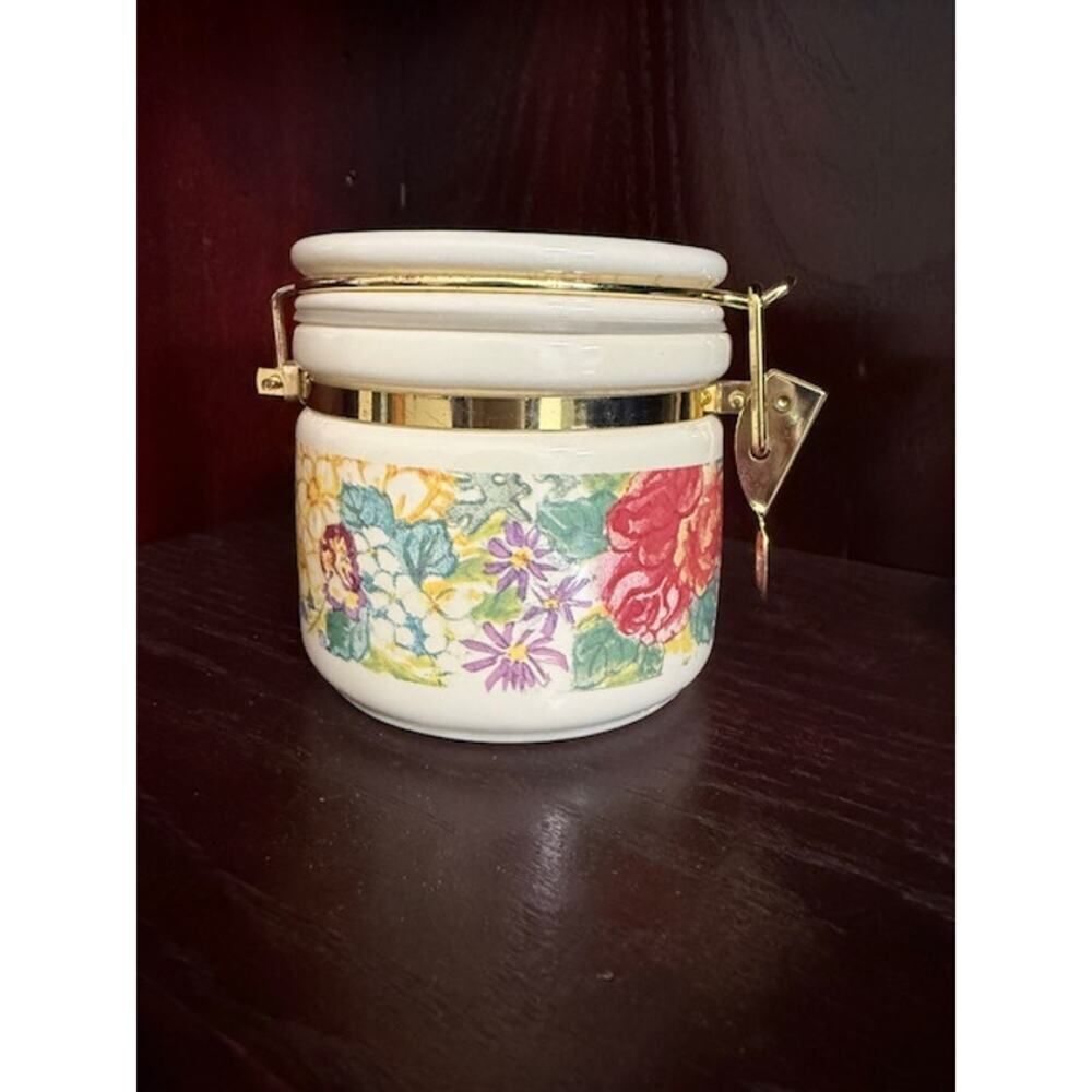 Vintage Rare Scented Potpourri Stoneware Votive Container with Wax Candle